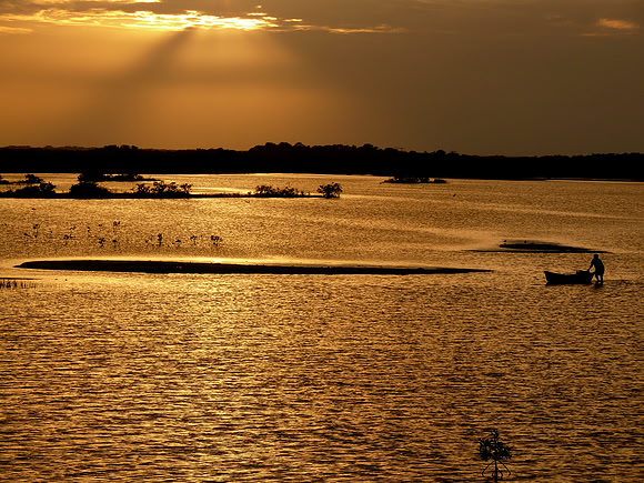 Laguna De Chelem At Sunset